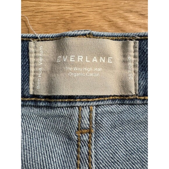 EVERLANE Women's High Waisted Straight Leg Jean 26 Regular Blue Denim Raw Hem - Picture 6 of 10